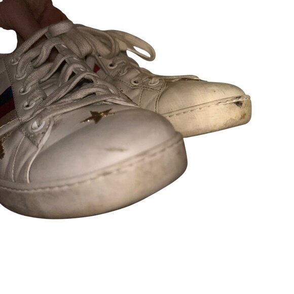 gucci classic embroidered gold bees red green stripe sneakers 9 1/2 - Picture 9 of 10